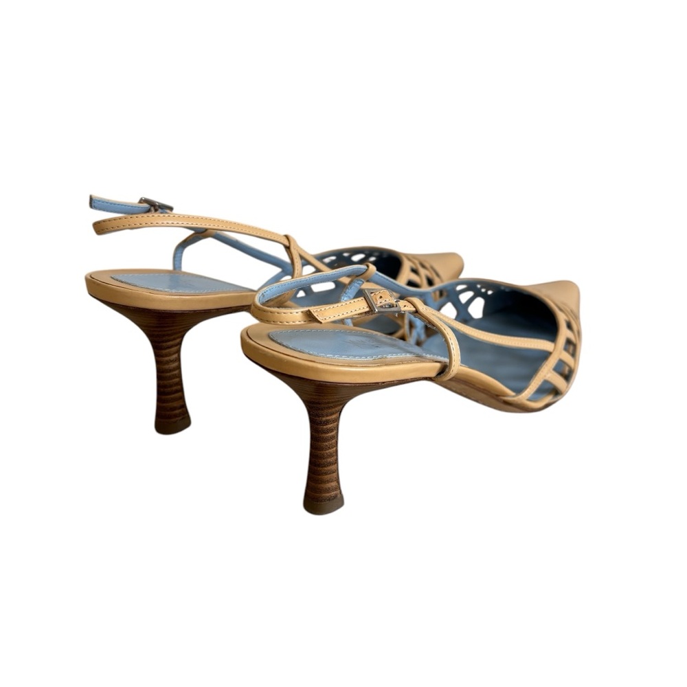 LAMBERTSON TRUEX Natural “Nan” Cage Leather Slingback Heels - Picture 11 of 15